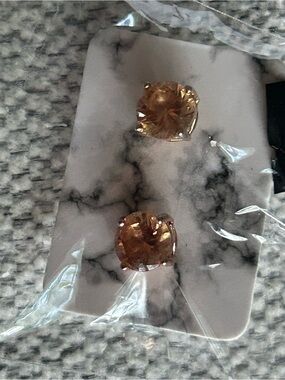 Champagne Crystal Stud Earrings - Women Jewelry gold & rose gold over silver
